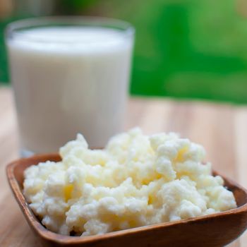 probiotic kefir drink made of milk and tibetan mushroom grains