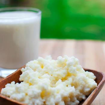 probiotic kefir drink made of milk and tibetan mushroom grains