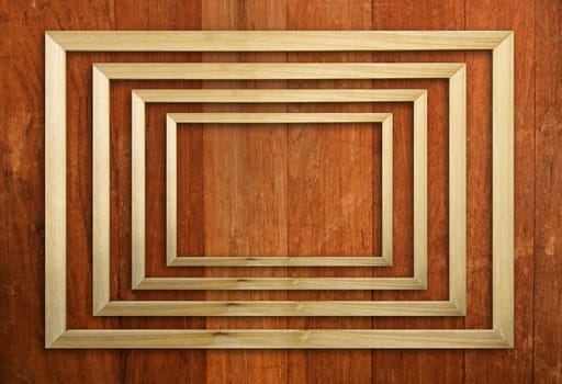 Wood picture frame on wood panel