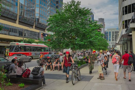 A lot of traffic in Toronto city, Ontraio, Canada.