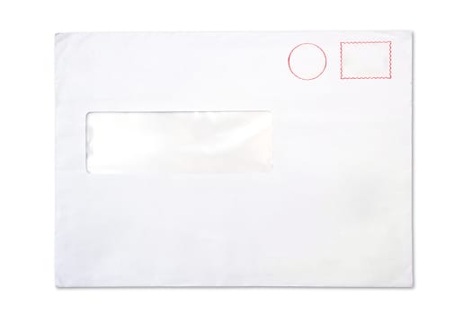 empty blank Envelope with a window, isolated on white