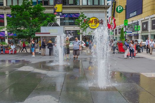 A fountain in downtown Toronto city, Ontario, Canada.