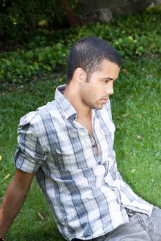 Portrait of young attractive man, outdoors