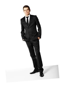 Studio shot of young businessman. Isolated on white.