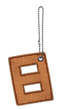 Leather alphabet with chain isolated on white