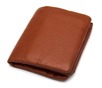 Brown leather wallet isolated over white