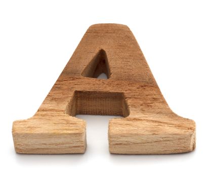 Alphabet made from wood on white