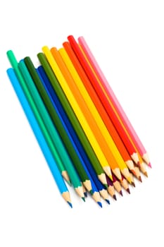 Beautiful color pencils on a white background