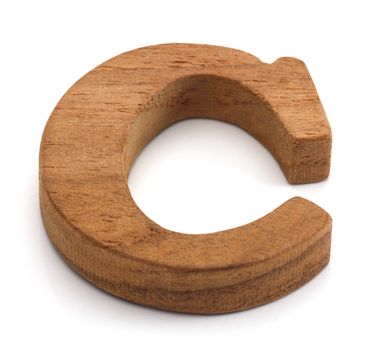 Alphabet made from wood on white
