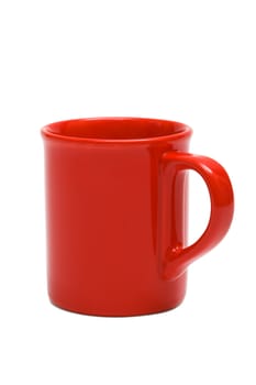 Beautiful red cup on a white background