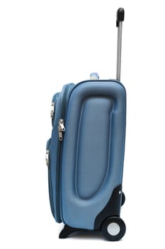 modern large suitcase on a white background