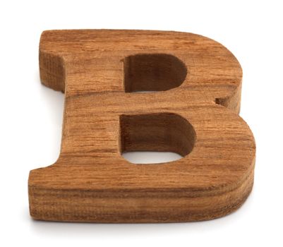 Alphabet made from wood on white