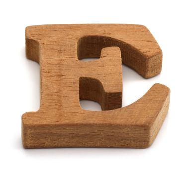 Alphabet made from wood on white
