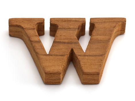 Alphabet made from wood on white
