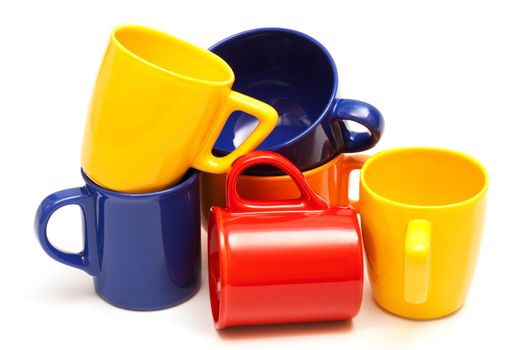 Beautiful color cups on a white background