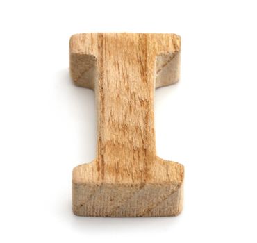 Alphabet made from wood on white