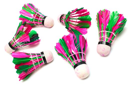 shuttlecock with feathers on a white background