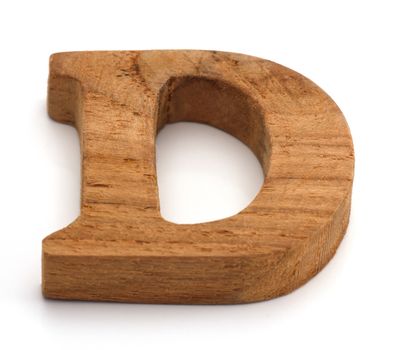 Alphabet made from wood on white