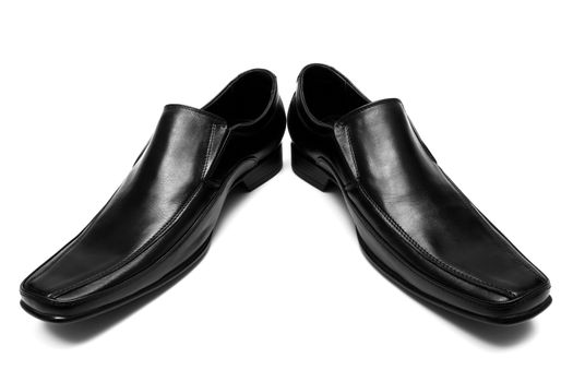 Black low shoes on a white background