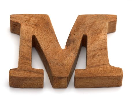 Alphabet made from wood on white