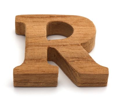 Alphabet made from wood on white