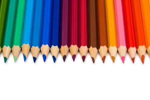 Beautiful color pencils on a white background