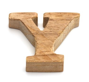 Alphabet made from wood on white