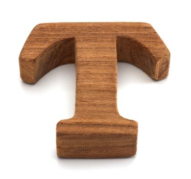 Alphabet made from wood on white