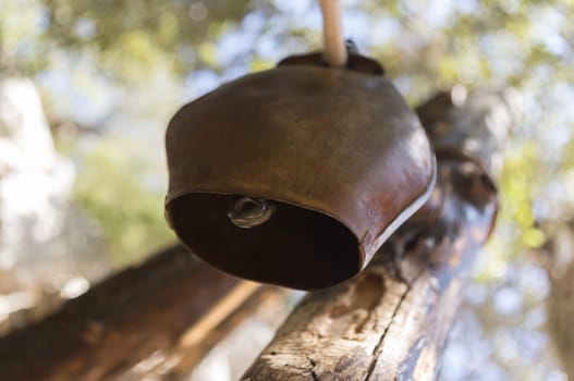 Cowbell used by Sardinian shepherds. Here is hung at the entrance of the archaeological site of Tiscali