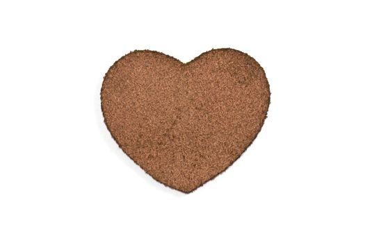 brown leather hearts on white background.