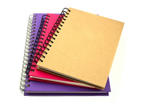 stack of ring binder book or notebook isolated on white background