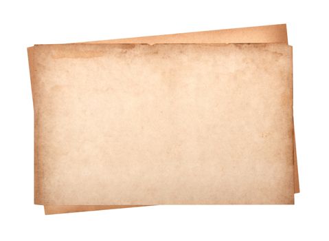 close up of a old paper on white background