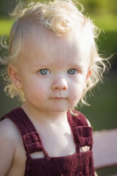 Cute Young Boy Portrait Outside At The Park.