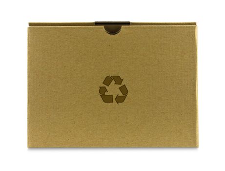 Close brown paper box on white