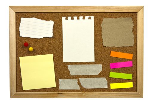 Blank memo notes on cork board 
