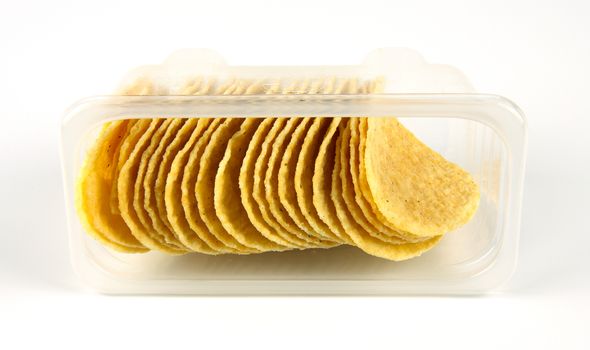 potato chips on white background