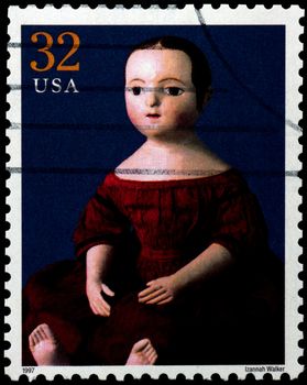 USA - CIRCA 1997 : Stamp printed in the USA shows Izannah Walker doll, circa 1997