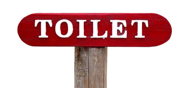 red wooden toilet sign