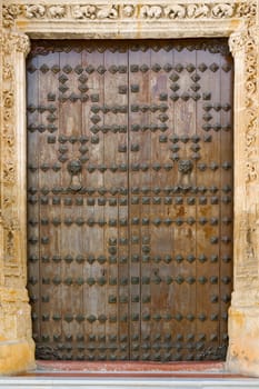 Wooden Ancient Spanish Door in Historic Center