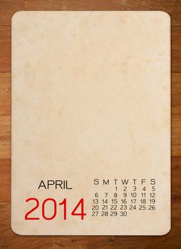 Calendar 2014 on the Empty old photo