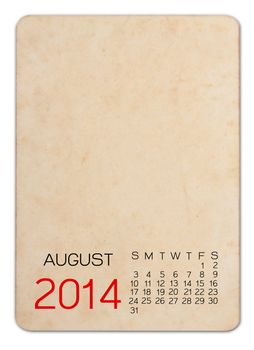 Calendar 2014 on the Empty old photo