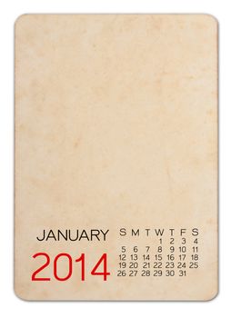 Calendar 2014 on the Empty old photo