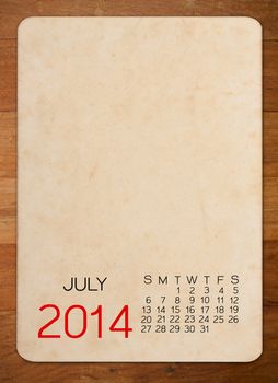 Calendar 2014 on the Empty old photo