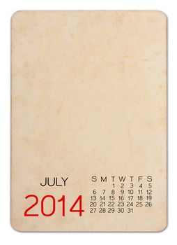 Calendar 2014 on the Empty old photo