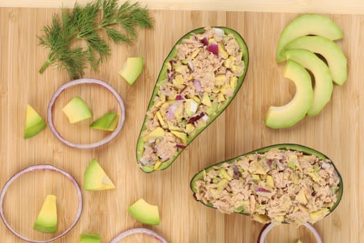 Avocado salad with tuna.