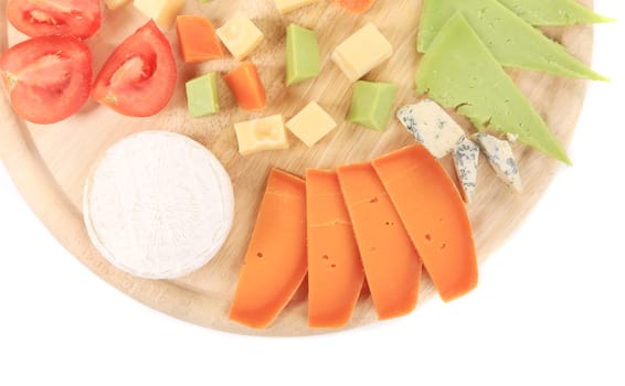 Cheeseboard. Isolated on a white background.