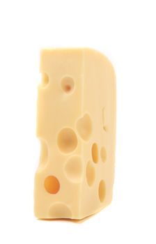Block of cheese. Isolated on a white background.