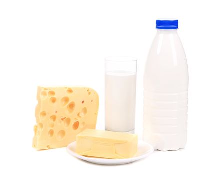 Helpful dairy products. Isolated on a white background.