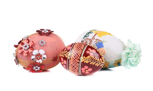 Easter eggs with ornament. Isolated on a white background.