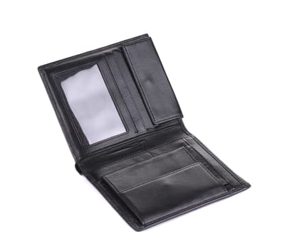 Black leather wallet. Isolated on a white background.